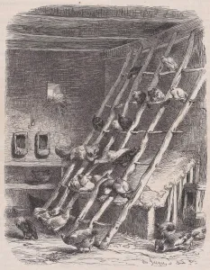 Visit to a Farm - The Roost, from Le Magasin Pittoresque, ca. 1852