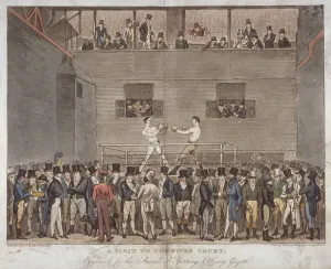 Fighter Prints: A Visit to the Fives Court, 1822. Artist: Isaac Robert Cruikshank