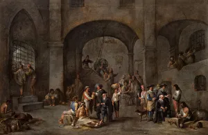 Mercy Prints: To Visit the Imprisoned, c. 1640. Artist: Wael, Cornelis, de (1592-1667)