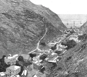 A Visit to the Island of St. Helena; Jamestown, from the Side Path, Looking North, 1890. Creator: Unknown