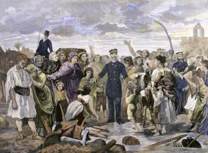 Visit of the King to flood victims from Alcantarilla, Alfonso XII Visit of the King to flood victims from Alcantarilla, Alfonso XII