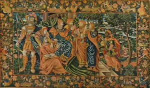 Visit of the Magi to Herod: Elizabethan Petit-Point Panel, c16th century