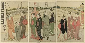 Day Trip Gallery: Visit to the Masaki Inari Shrine, 1786. Creator: Katsukawa Shuncho