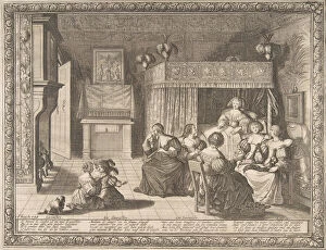 Visit to the New Mother, 1633. Creator: Abraham Bosse