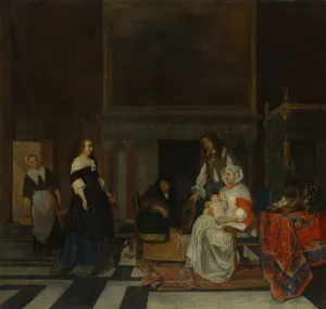 Parents Prints: The Visit to the Nursery, 1661. Creator: Gabriel Metsu