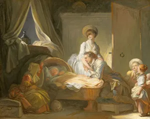 Fragonard Prints: The Visit to the Nursery, c. 1775. Creator: Jean-Honore Fragonard