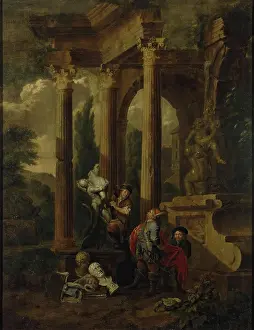 Visiting Prints: Visit to a Sculptor, 1710. Creator: Balthasar van den Bossche