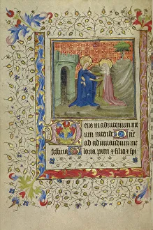 Cousin Prints: The Visitation; Book of Hours, about 1400-1410. Creator: Unknown