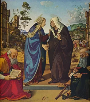 The Visitation with Saints Nicholas and Anthony Abbot, c1489-1490. Artist: Piero di Cosimo The Visitation with Saints Nicholas and Anthony Abbot, c1489-1490. Artist: Piero di Cosimo