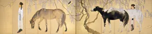 Byobu Gallery: Visiting a Hermit, 1930. Artist: Kansetsu, Hashimoto (1883-1945)