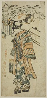 Visiting (Kayoi) - a parody of Shosho visiting Komachi, c. 1740s. Creator: Mangetsudo Visiting (Kayoi) - a parody of Shosho visiting Komachi, c. 1740s. Creator: Mangetsudo