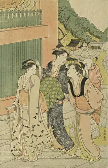 Pilgrims Prints: Visiting a temple dedicated to Fudo, c. 1780/1801. Creator: Katsukawa Shuncho