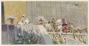 Glasshouse Prints: Visitors at a flower nursery, 1865-1892. Creator: Amerino Cagnoni