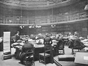 Chancery Lane Gallery: Visitors searching through volumes at the Public Record Office, Chancery Lane, London, 1903