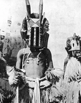 Peoples Of The World In Pictures Gallery: Visored mask of highland people, Africa, 1936.Artist: Wide World Photos