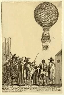 Ascending Gallery: Vista del globo aereostatico que se hecho ante sus magesta ?pub. 1793. Creator