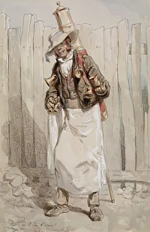 Carrying On Back Prints: V'la l'coco: The Chocolate Vendor, 1855-1857. Creator: Paul Gavarni