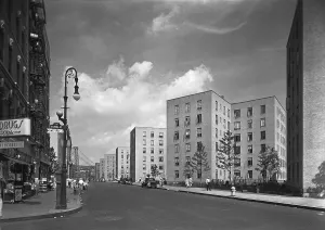 1941 Prints: Vladeck Houses, Madison St. New York City, 1941. Creator: Gottscho-Schleisner, Inc
