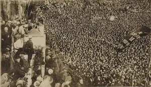 Vladimir Lenin at the opening ceremony of the II Comintern World Congress in Petrograd on July 19, 1