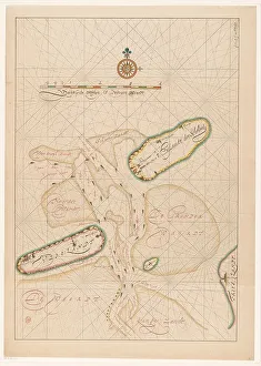 Sandbank Prints: Vlieland map, Terschelling, part of Friesland and the surrounding sandbanks