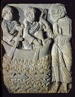 Latin Prints: The Vocation of St. Peter, sculptural relief, marble, c