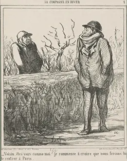 Scarf Prints: Voisin, etes-vous comme moi?... 1865. Creator: Honore Daumier