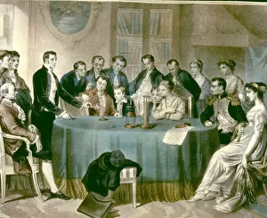 Consul Gallery: Volta presents his experiments to the First Consul Napoleon I Alessandro Volta Earl of Volta