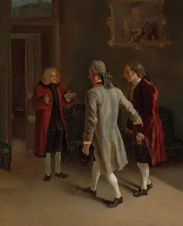 Jean Prints: Voltaire Welcoming his Guests, 1750. Creator: Jean Huber