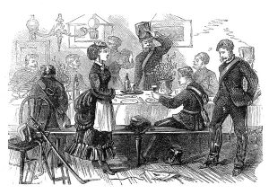 Waitress Prints: The Volunteer Review: lunch at Cuckfield, Saturday, 1871. Creator: Unknown