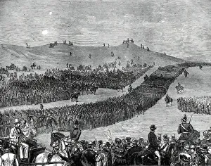 Mock Battle Prints: The Volunteer Review at Tring on Easter Monday: the March Past at Beacon Hill