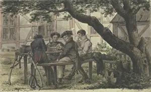 Voluntary Prints: Volunteers resting in a tavern garden, 1815. Creator: Carl Friedrich Zimmermann