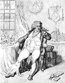 A Voluptuary Under the Horrors of Digestion, 1792.Artist: James Gillray