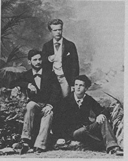 Debussy Prints: Von Meck Trio. Wladyslaw Pachulski (standing) with Pyotr Danilchenko and Claude Debussy (seated)