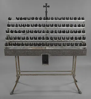 Belief Prints: Votive candle stand with base from Saint Augustine Catholic Church, 20th century