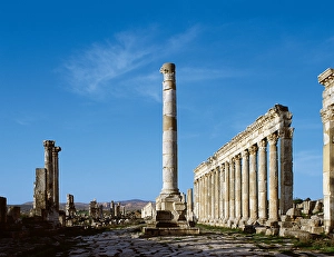 Votive column in the Cardo Maximus, Apamea, Syria, 2001. Creator: LTL