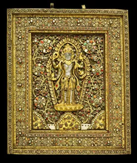 Semi Precious Stone Gallery: Votive Plaque with God Vishnu, 19th century. Creator: Unknown