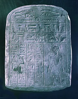 Stele Prints: Votive stele dedicated by his brother to a man from Ermant, near Thebes, Ancient Egypt
