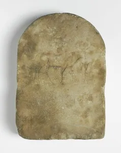 30th Dynasty Prints: Votive Stele with Relief of the Apis Bull(?) and a Lotus