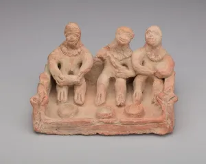 Uttar Pradesh Gallery: Votive Tank Shrine with Three Monkey Musicians, 1st / 2nd century. Creator: Unknown
