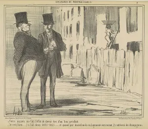 Builder Prints: Votre maison me fait l'effet de devoir... 19th century. Creator: Honore Daumier
