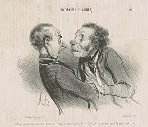 Uncomfortable Prints: Vous sentez bien, mon cher monsieur... 19th century. Creator: Honore Daumier
