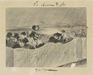 Passenger Train Prints: Un Voyage d'Agrément de Paris a Orléons, 19th century. Creator: Honore Daumier