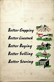 V.P.A. 5 Point Plan aims at a self-supporting village... WWII poster, between 1939 and 1946. Creators: Central Office of Information, Xenia.<br> V.P.A