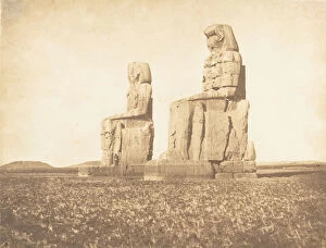 Du Camp Gallery: Vue des deux colosses de l Amenopheum, a Thebes, 1849-50