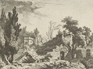 Adelaide Prints: Vue des restes d un theatre from Differentes vues dessined aprè