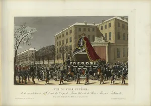 1817 1824 Prints: Vue du char funèbre de la translation à Saint-Denis des corps de Louis XVI et de la