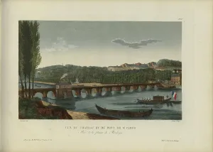 1817 1824 Prints: Vue du château et du pont de Saint-Cloud