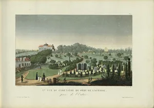 1817 1824 Prints: Vue du cimetière du Père de Lachaise prise de l'entrée