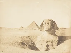 Mythical Beast Collection: Vue du grand Sphinx et de la grande pyramide de Menkazeh (Mycerinus), December 1849