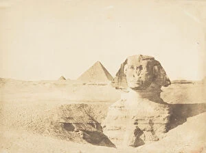 Camp Gallery: Vue du grand Sphinx et de la grande pyramide de Menkazeh (Mycerinus), December 1849